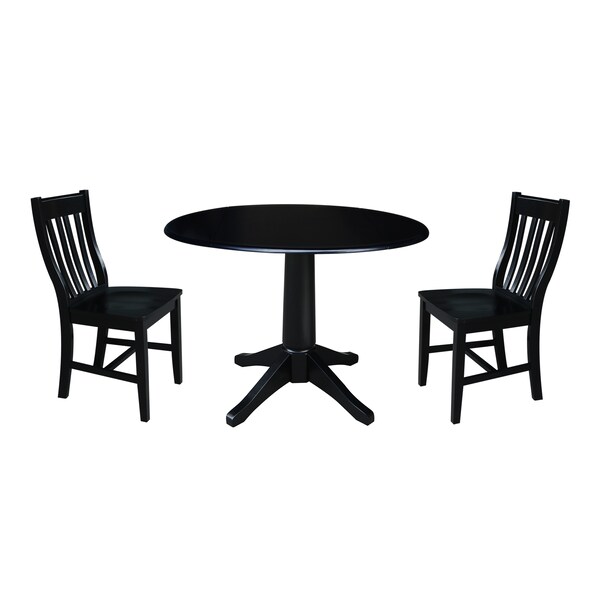International Concepts Round 42 in Round Top Pedestal Table with 2 Chairs, Black, 42 in W, 42 in L, 30.3 in H, Wood, Black K46-42DPT-27B-C61-2 - main